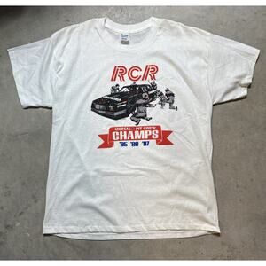 Vintage 1988 Dale Earnhardt RCR Unical Pit Crew Champs White T-shirt SZ XL